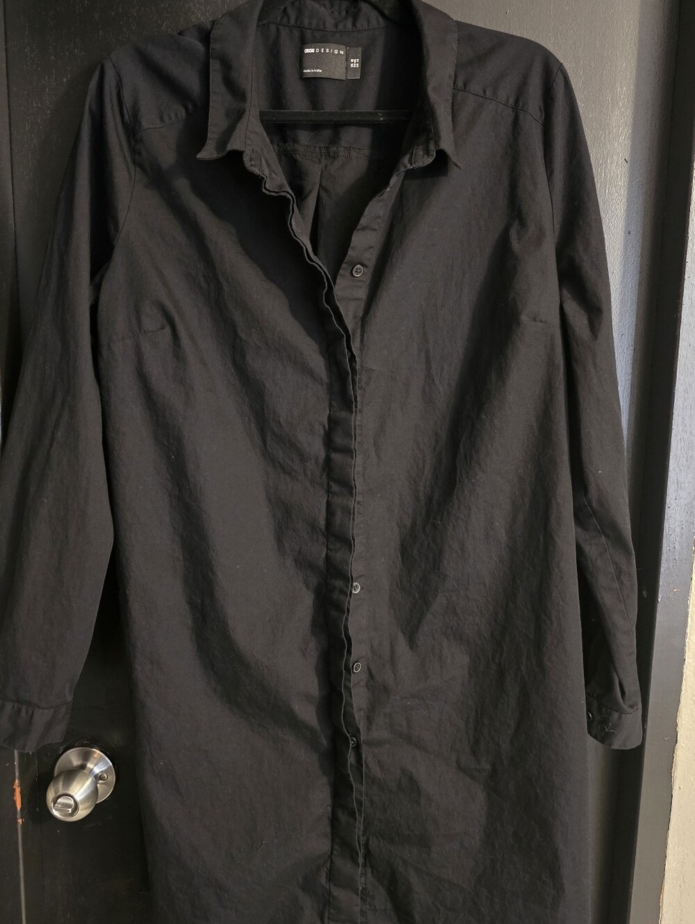 Asos Black Long Button-Front Women Long Shirt Dress